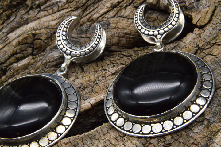 1 Paar Ohrgewichte mit Golden Obsidian - DD-4