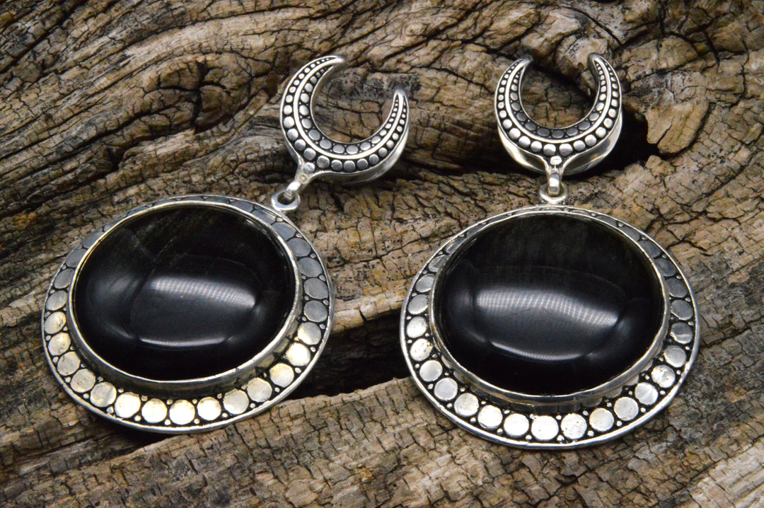 1 Paar Ohrgewichte mit Golden Obsidian - DD-4