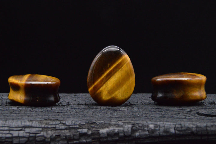 1x Plug Tigerauge Teardrop - J2