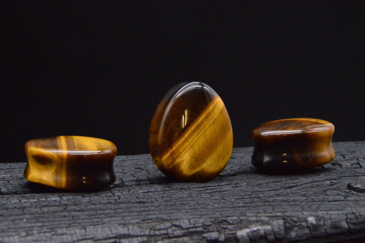 1x Plug Tigerauge Teardrop - J2