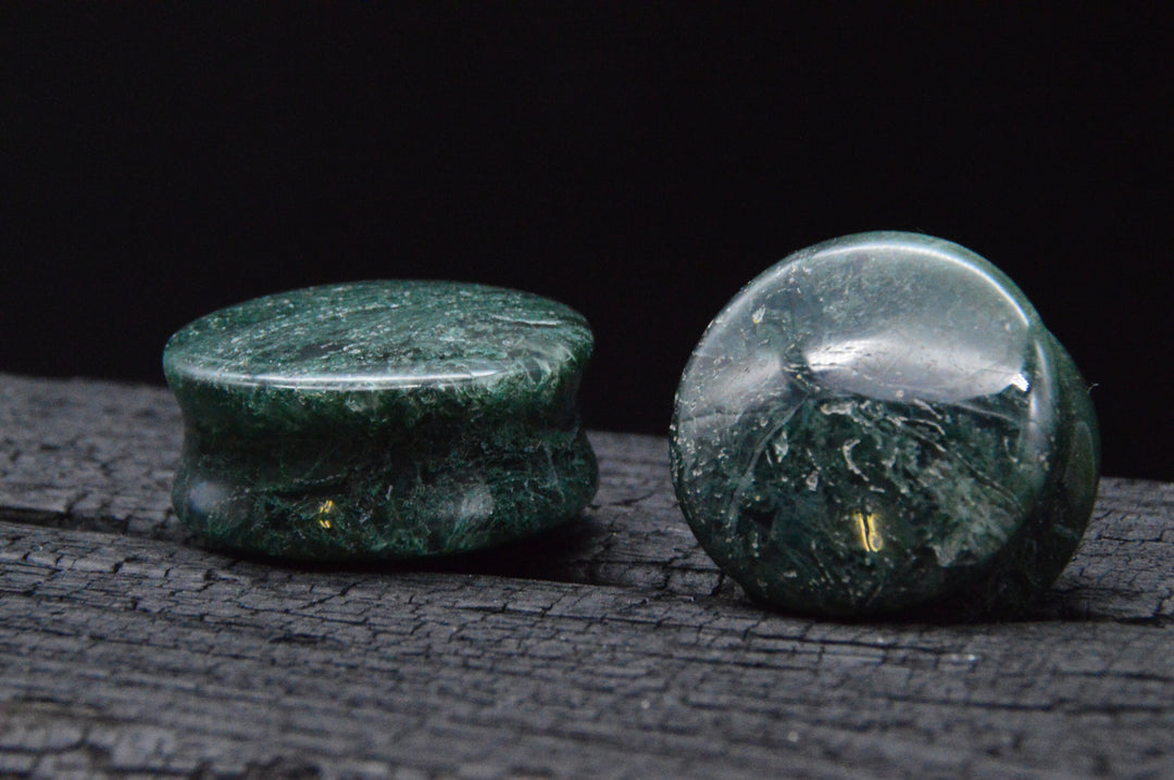 1x Plug aus Moos Agate - J1