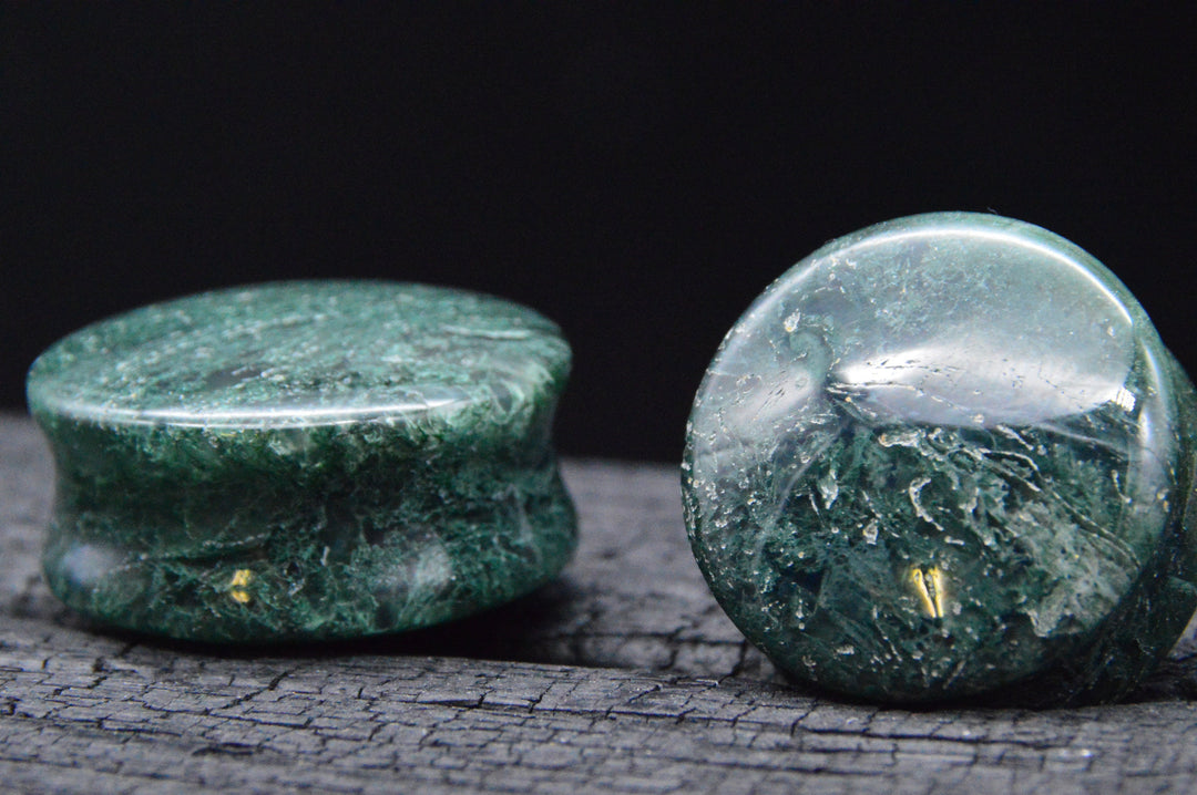 1x Plug aus Moos Agate - J1
