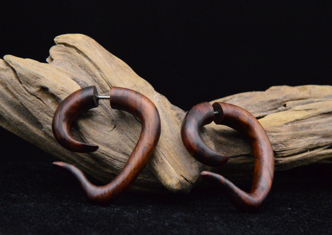 Ohrringe / Fake Schnecke aus Holz - II-1