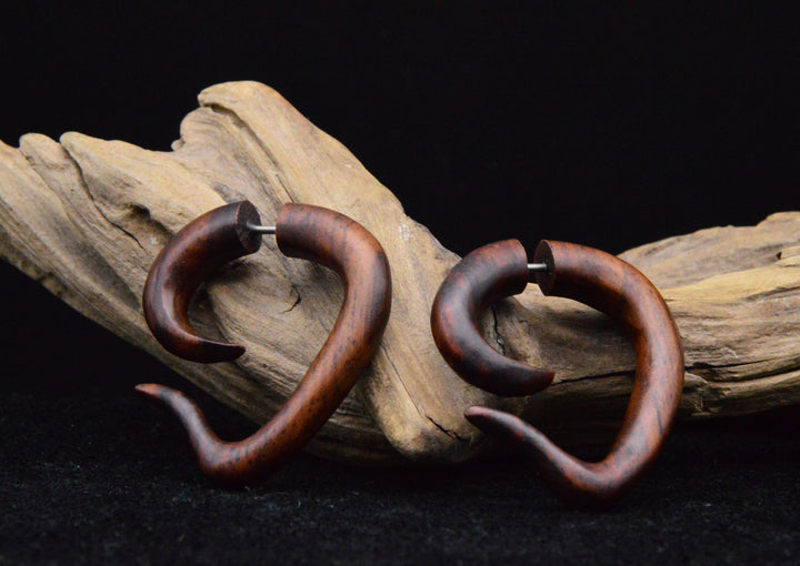 Ohrringe / Fake Schnecke aus Holz - II-1