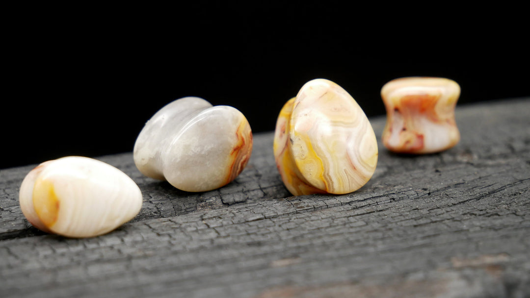 1x Plug Crazy Laze Agate Teardrop - J2
