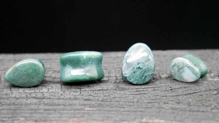 1x Plug Moos Agate Teardrop - J2