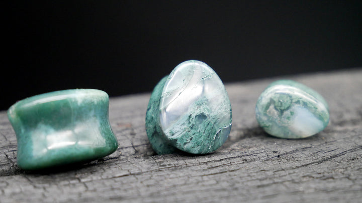 1x Plug Moos Agate Teardrop - J2