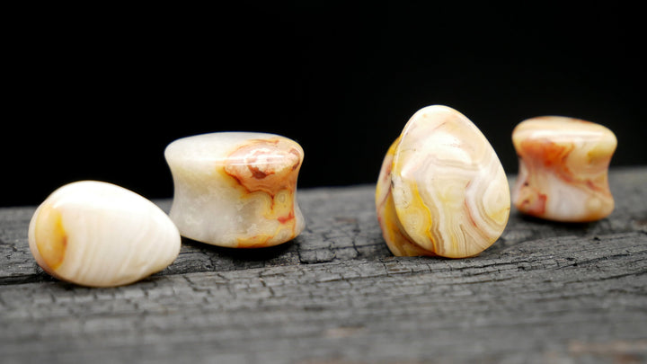 1x Plug Crazy Laze Agate Teardrop - J2