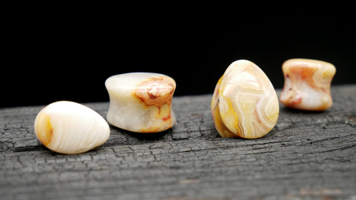 1x Plug Crazy Laze Agate Teardrop - J2