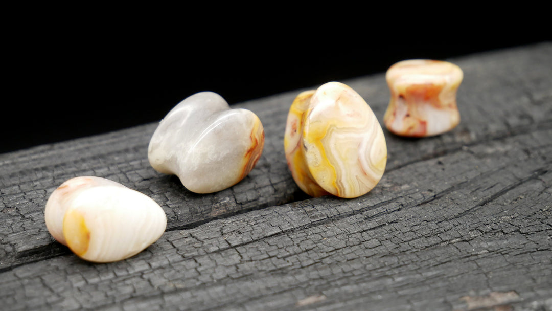 1x Plug Crazy Laze Agate Teardrop - J2