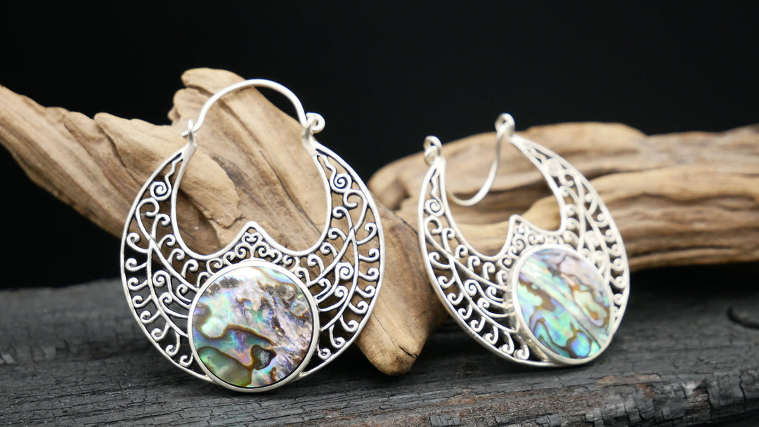 925er Ohrringe mit Abalone - FF-4