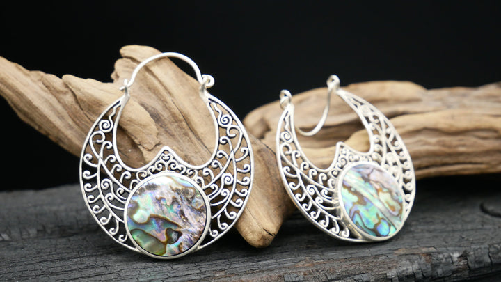 925er Ohrringe mit Abalone - FF-4