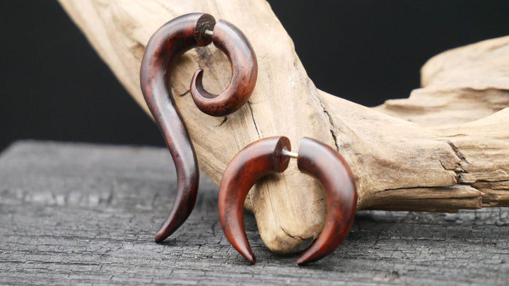 Ohrringe / Fake Schnecke aus Holz - II-1