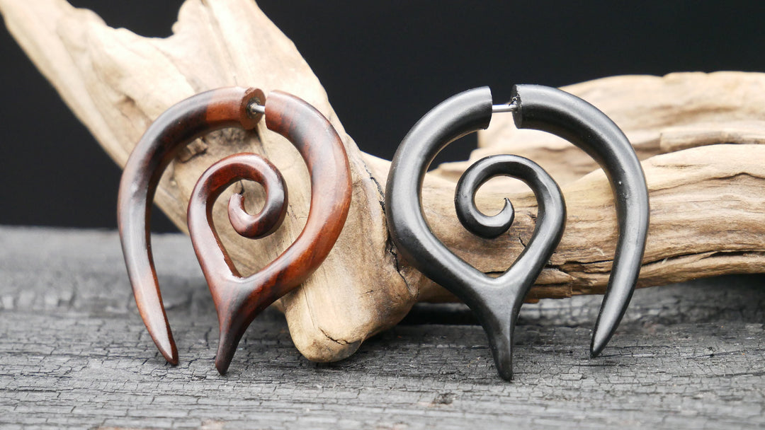 Ohrringe / Fake Schnecke aus Holz - JJ-3