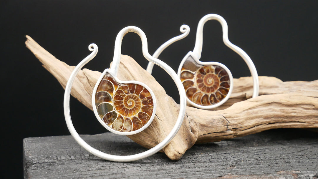 925er Ohrringe mit Ammonite - DD-3