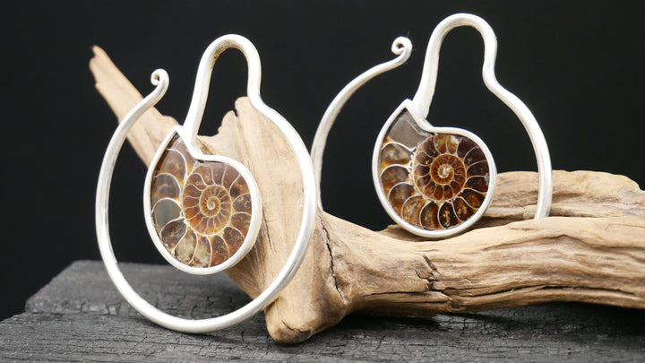 925er Ohrringe mit Ammonite - DD-3