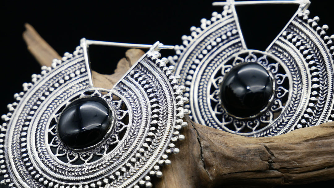 925er Ohrringe KAIRO mit Onyx - HH-1