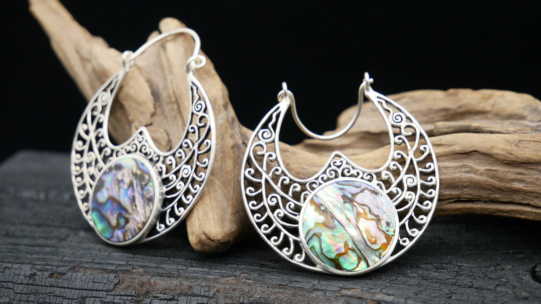 925er Ohrringe mit Abalone - FF-4