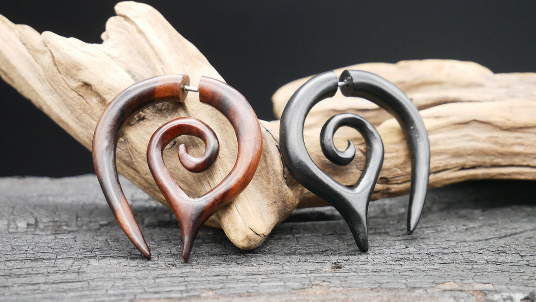 Ohrringe / Fake Schnecke aus Holz - JJ-3