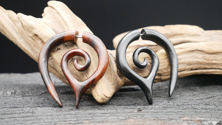 Ohrringe / Fake Schnecke aus Holz - JJ-3