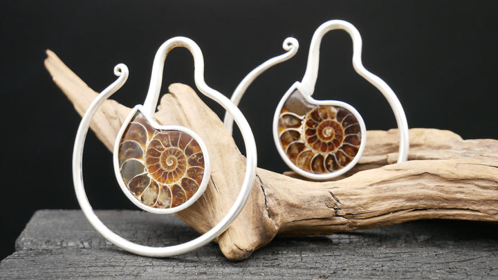 925er Ohrringe mit Ammonite - DD-3