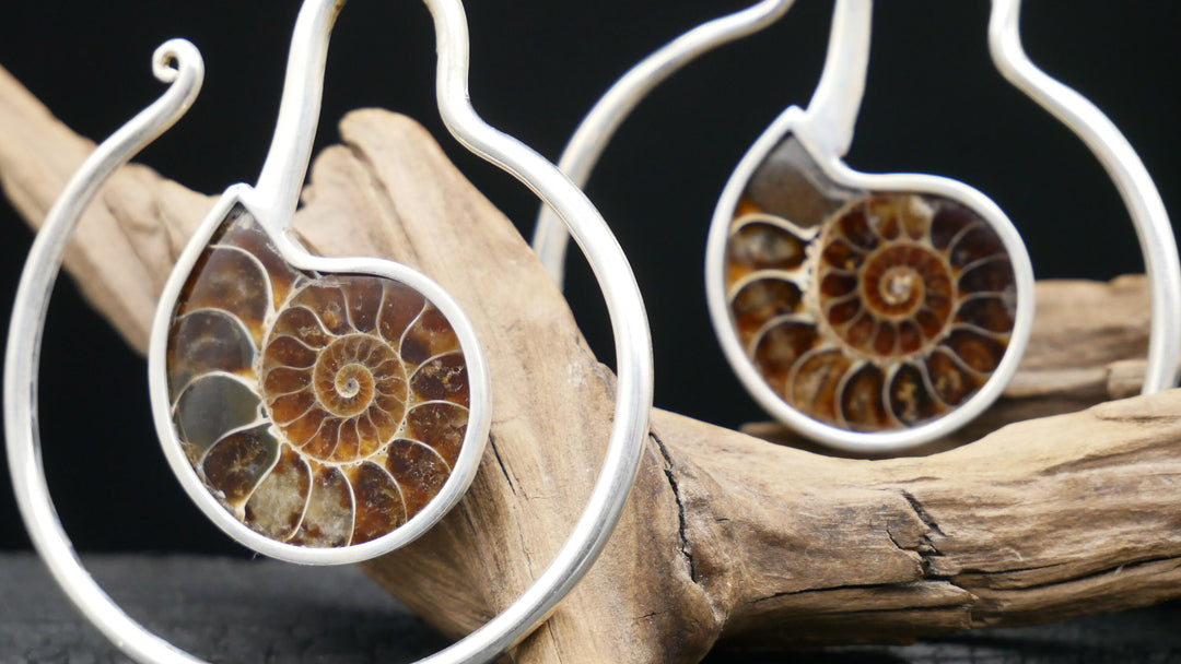 925er Ohrringe mit Ammonite - DD-3