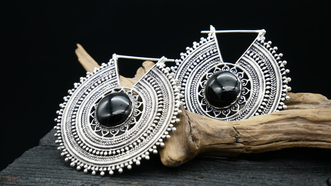 925er Ohrringe KAIRO mit Onyx - HH-1