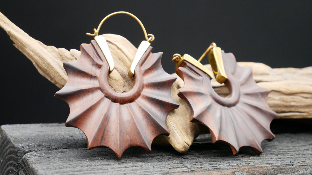 Ohrringe aus Holz und Messing Handarbeit - JJ-1