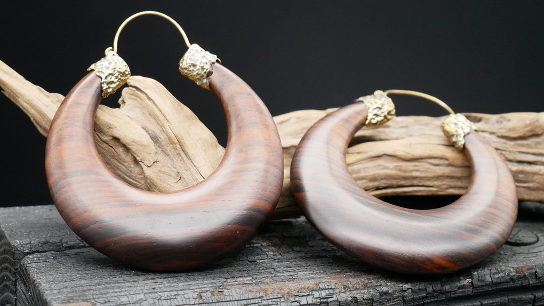 Ohrringe aus Holz und Messing - II-7