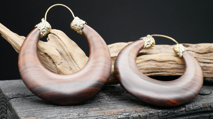 Ohrringe aus Holz und Messing - II-7