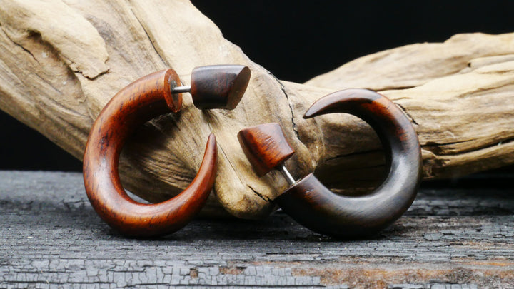 Ohrringe / Fake Schnecke aus Holz - JJ-3
