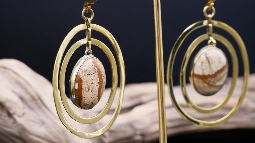 Ohrgewicht Messing - Picture Jasper - CC-1
