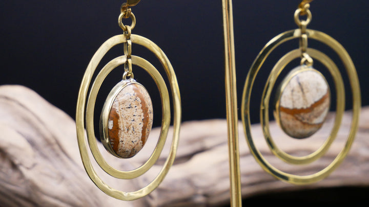 Ohrgewicht Messing - Picture Jasper - CC-1