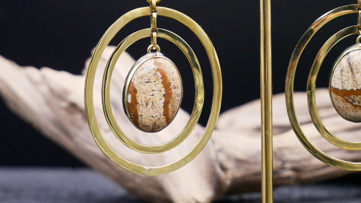 Ohrgewicht Messing - Picture Jasper - CC-1