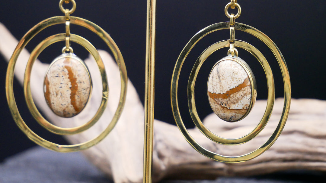 Ohrgewicht Messing - Picture Jasper - CC-1