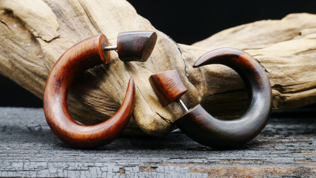 Ohrringe / Fake Schnecke aus Holz - JJ-3
