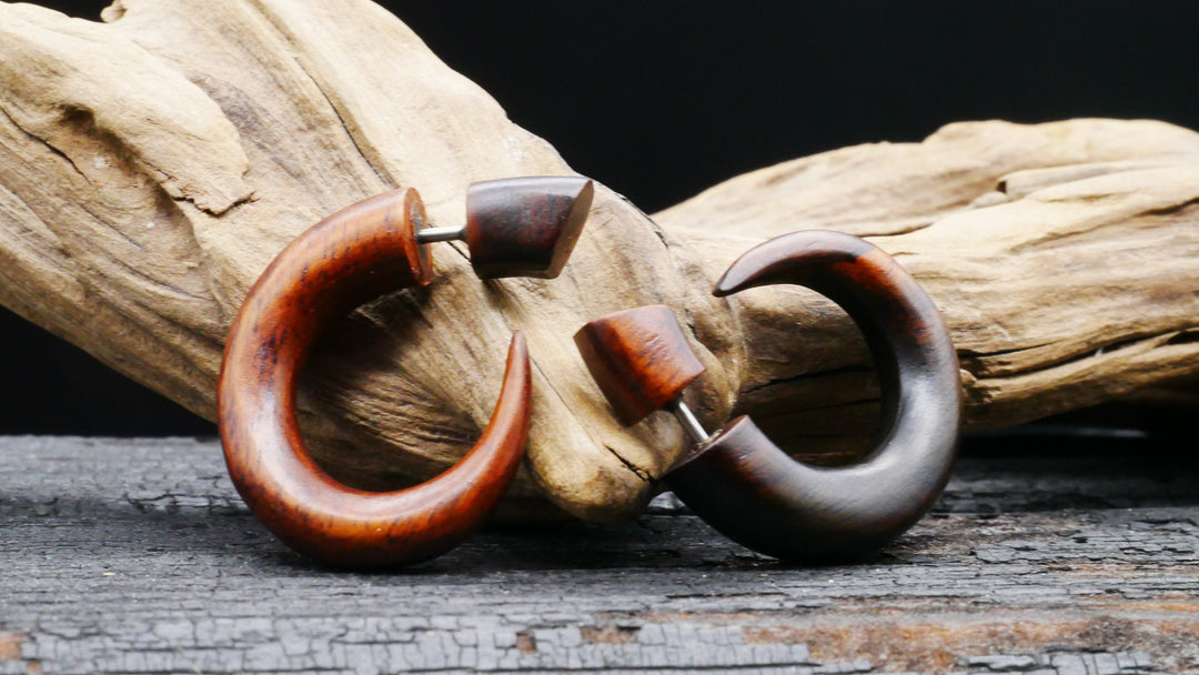 Ohrringe / Fake Schnecke aus Holz - JJ-3