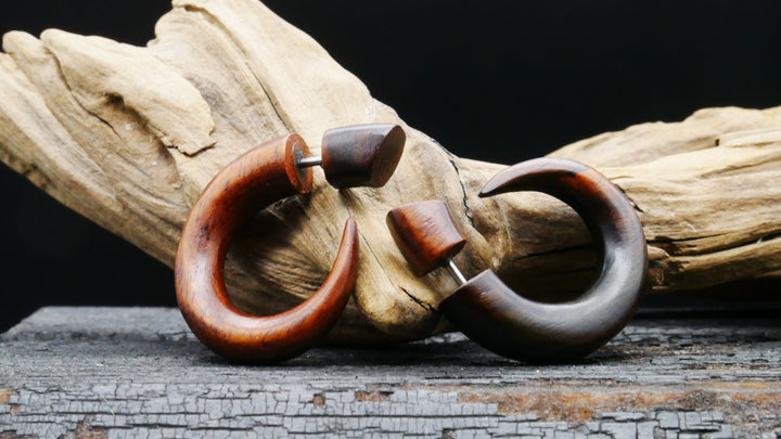 Ohrringe / Fake Schnecke aus Holz - JJ-3