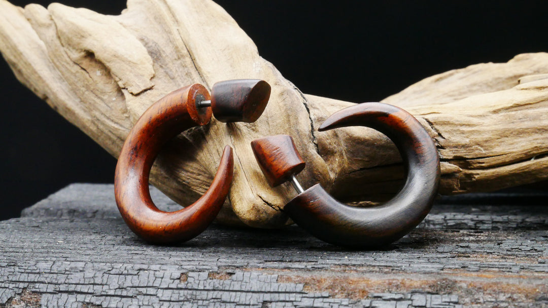 Ohrringe / Fake Schnecke aus Holz - JJ-3