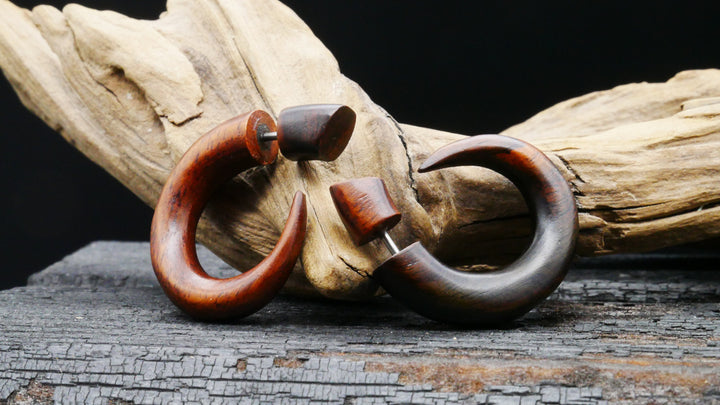 Ohrringe / Fake Schnecke aus Holz - JJ-3