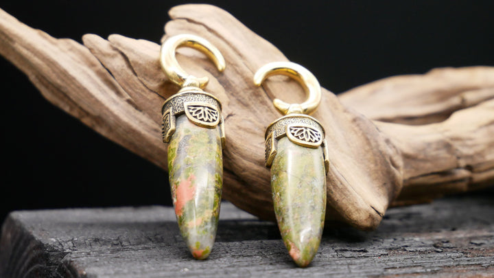 Ohrgewicht Messing & Unikite Stone - CC-1