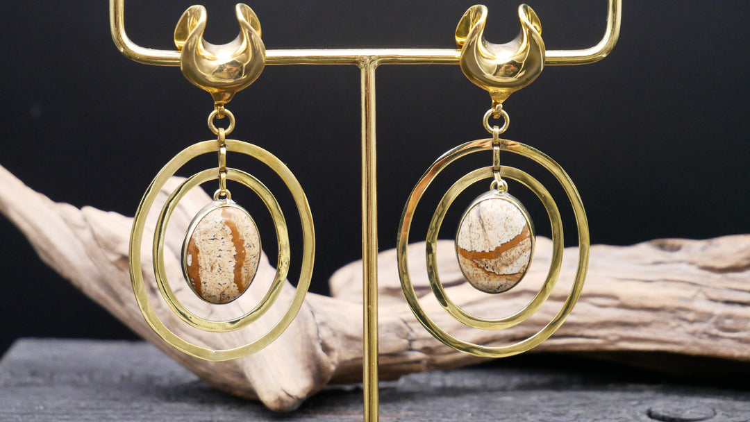 Ohrgewicht Messing - Picture Jasper - CC-1