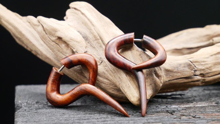 Ohrringe / Fake Schnecke aus Holz - JJ-3