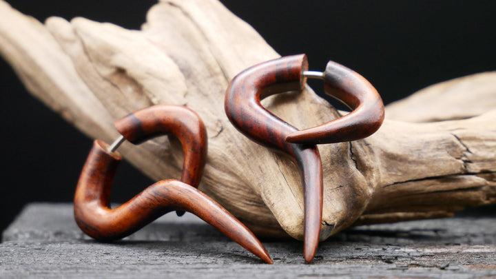 Ohrringe / Fake Schnecke aus Holz - JJ-3