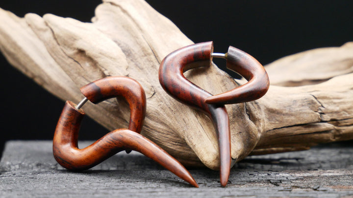 Ohrringe / Fake Schnecke aus Holz - JJ-3