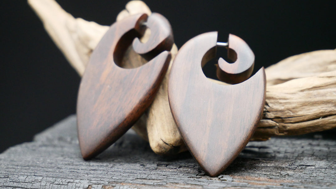 Ohrringe / Fake Schnecke aus Holz - JJ-3