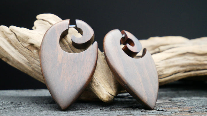 Ohrringe / Fake Schnecke aus Holz - JJ-3