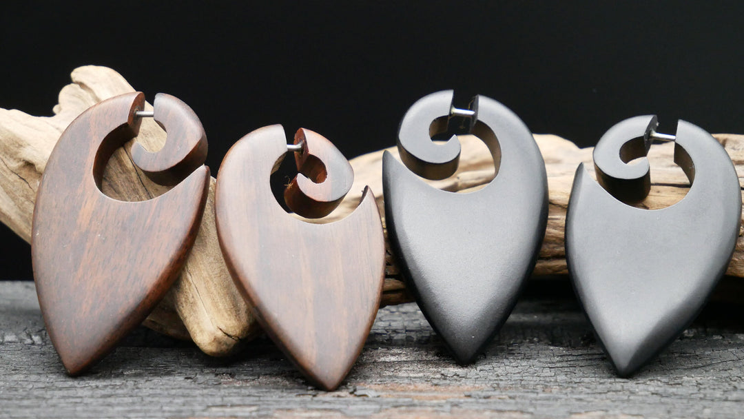Ohrringe / Fake Schnecke aus Holz - JJ-3