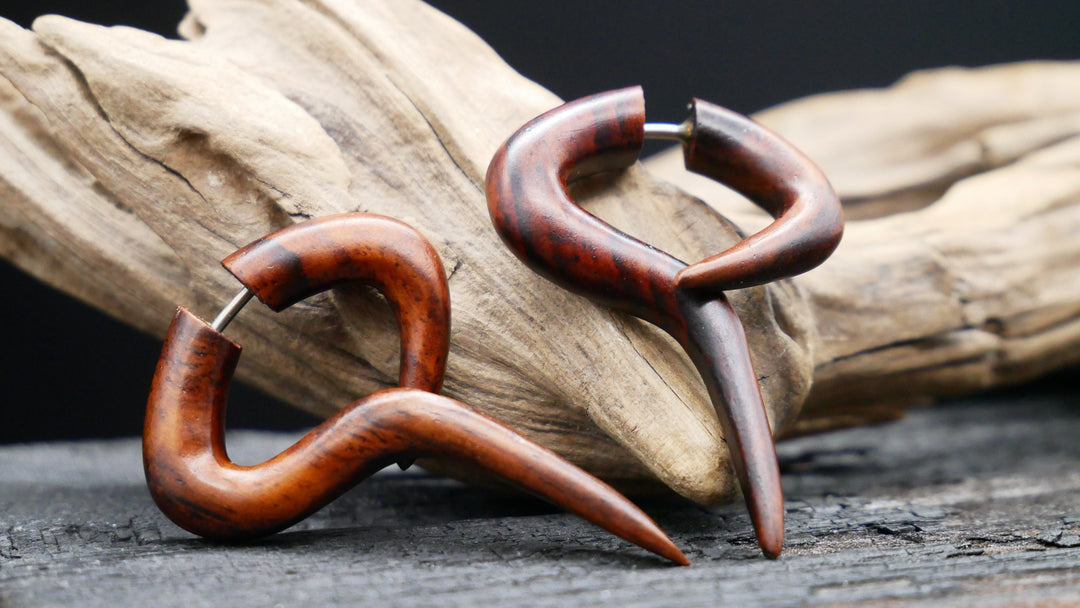 Ohrringe / Fake Schnecke aus Holz - JJ-3