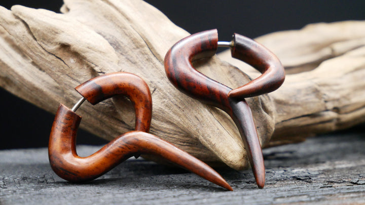 Ohrringe / Fake Schnecke aus Holz - JJ-3